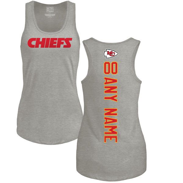 Women Kansas City Chiefs NFL Pro Line by Fanatics Branded Ash Custom Backer Tri-Blend Tank Top T-Shirt->nfl t-shirts->Sports Accessory